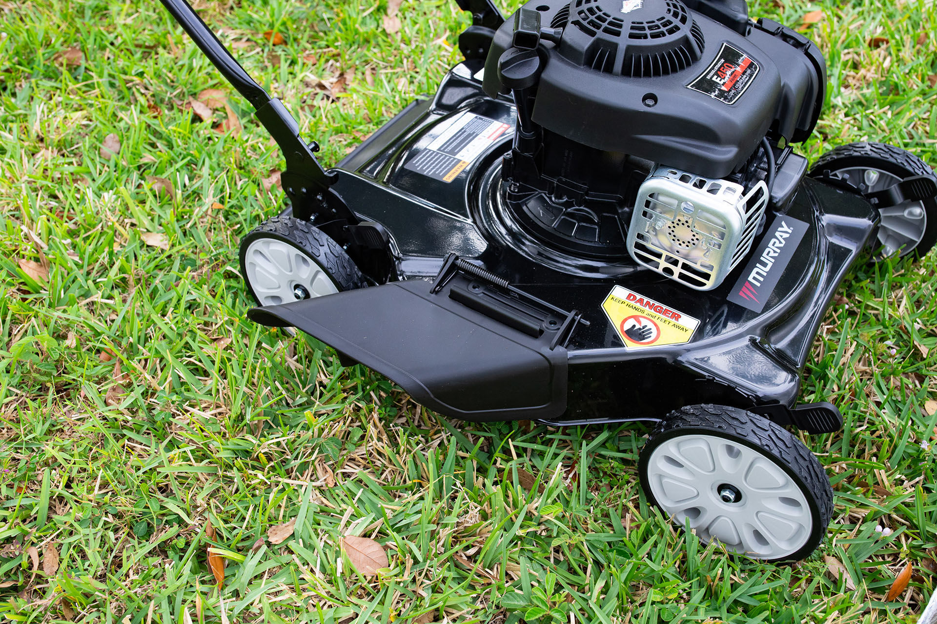 Murray push lawn mower in use